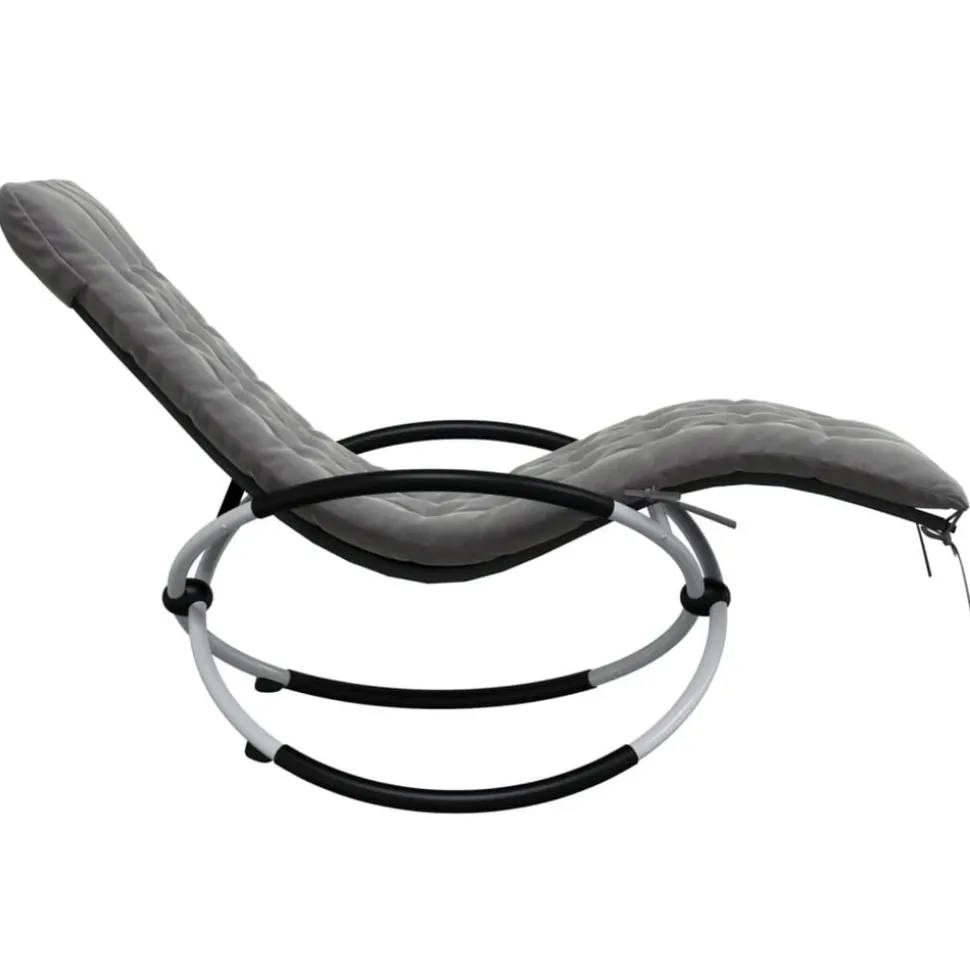 MAISON EXCLUSIVE - Chaise longue géométrique avec coussin noir et gris acier