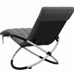 MAISON EXCLUSIVE - Chaise longue géométrique avec coussin noir et gris acier