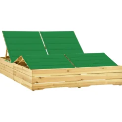 MAISON EXCLUSIVE - Chaise longue double et coussins vert bois de pin imprégné