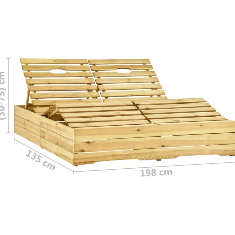 MAISON EXCLUSIVE - Chaise longue double et coussins vert bois de pin imprégné