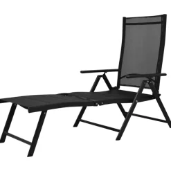 MAISON EXCLUSIVE - Chaise longue pliable aluminium noir