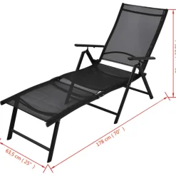 MAISON EXCLUSIVE - Chaise longue pliable aluminium noir