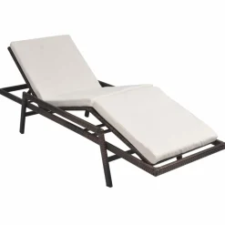 MAISON EXCLUSIVE - Chaise longue avec coussin résine tressée marron