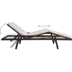MAISON EXCLUSIVE - Chaise longue avec coussin résine tressée marron
