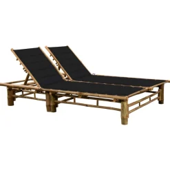 MAISON EXCLUSIVE - Chaise longue pour 2 personnes avec coussins bambou