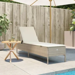 MAISON EXCLUSIVE - Chaise longue avec coussin beige résine tressée
