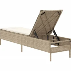 MAISON EXCLUSIVE - Chaise longue avec coussin beige résine tressée