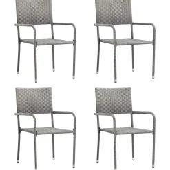 MAISON EXCLUSIVE - Chaise à dîner de jardin empilable lot de 4 gris résine tressée