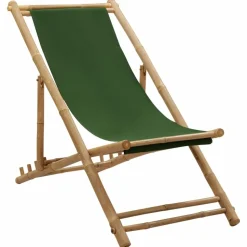 MAISON EXCLUSIVE - Chaise de terrasse bambou et toile vert