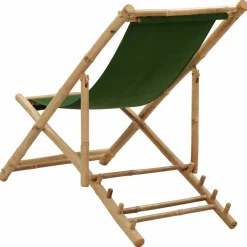 MAISON EXCLUSIVE - Chaise de terrasse bambou et toile vert