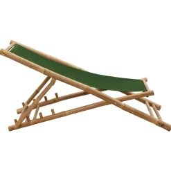 MAISON EXCLUSIVE - Chaise de terrasse bambou et toile vert