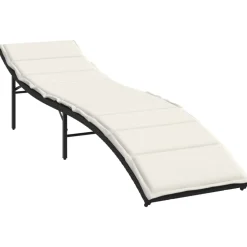 MAISON EXCLUSIVE - Chaise longue avec coussin noir 55x199x50 cm résine tressée