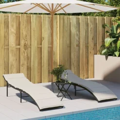 MAISON EXCLUSIVE - Chaise longue avec coussin noir 55x199x50 cm résine tressée