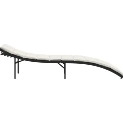 MAISON EXCLUSIVE - Chaise longue avec coussin noir 55x199x50 cm résine tressée