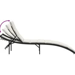 MAISON EXCLUSIVE - Chaise longue avec coussin noir 55x199x50 cm résine tressée