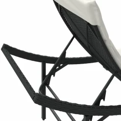 MAISON EXCLUSIVE - Chaise longue avec coussin noir 55x199x50 cm résine tressée