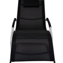 MAISON EXCLUSIVE - Chaise longue avec oreiller aluminium et textilène noir