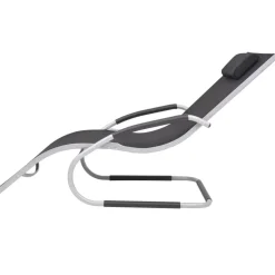 MAISON EXCLUSIVE - Chaise longue avec oreiller aluminium et textilène noir