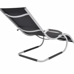 MAISON EXCLUSIVE - Chaise longue avec oreiller aluminium et textilène noir