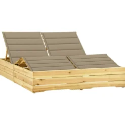 MAISON EXCLUSIVE - Chaise longue double et coussins beige bois de pin imprégné
