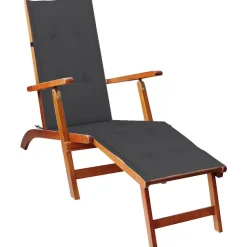 MAISON EXCLUSIVE - Chaise longue d'extérieur repose-pied et coussin acacia solide