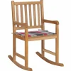 MAISON EXCLUSIVE - Chaise à bascule avec coussin à carreaux rouges bois de teck