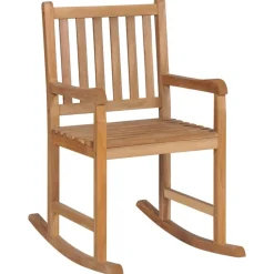 MAISON EXCLUSIVE - Chaise à bascule avec coussin à carreaux rouges bois de teck