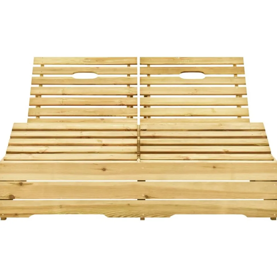 MAISON EXCLUSIVE - Chaise longue double et coussins gris bois de pin imprégné