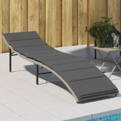 MAISON EXCLUSIVE - Chaise longue et coussin gris clair 55x199x50 cm résine tressée