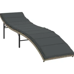 MAISON EXCLUSIVE - Chaise longue et coussin gris clair 55x199x50 cm résine tressée