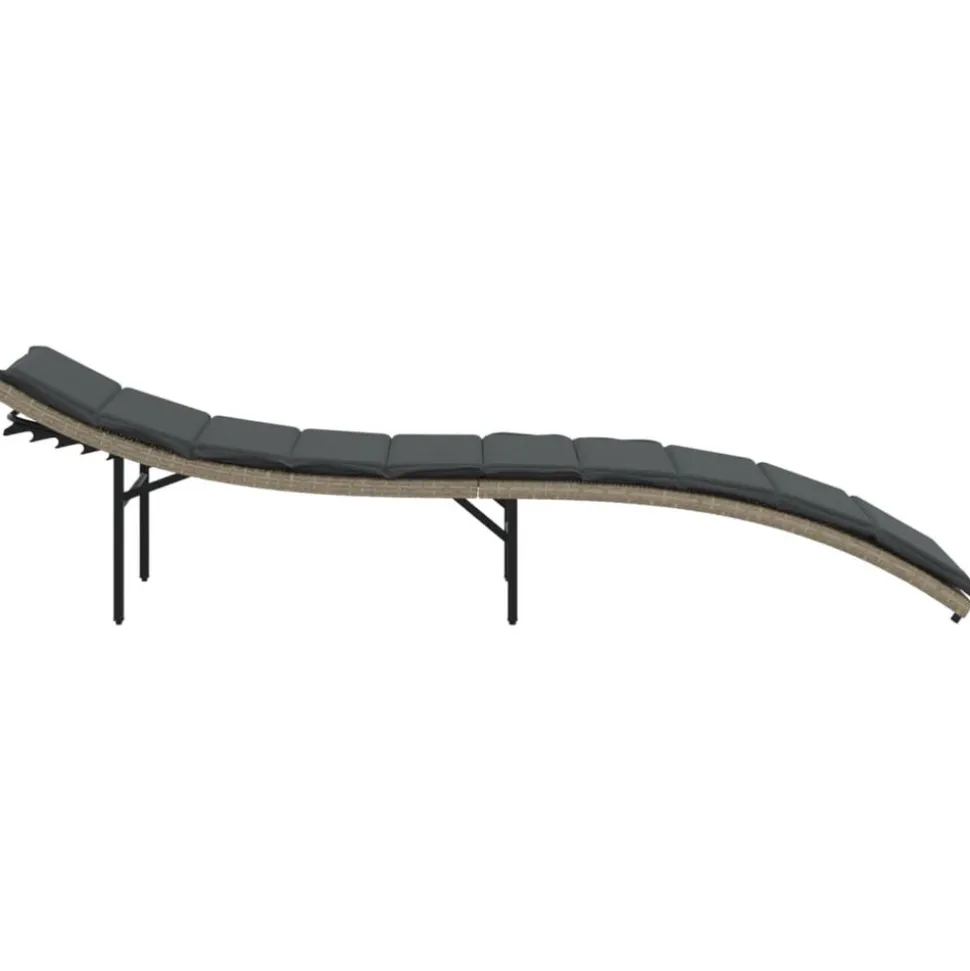MAISON EXCLUSIVE - Chaise longue et coussin gris clair 55x199x50 cm résine tressée