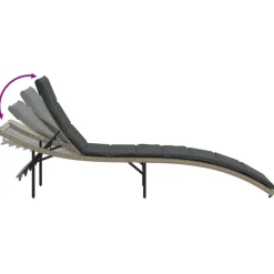 MAISON EXCLUSIVE - Chaise longue et coussin gris clair 55x199x50 cm résine tressée