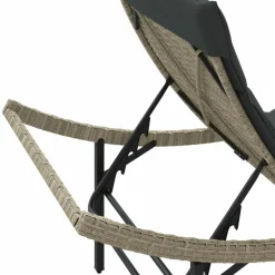 MAISON EXCLUSIVE - Chaise longue et coussin gris clair 55x199x50 cm résine tressée