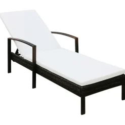 MAISON EXCLUSIVE - Chaise longue avec coussin résine tressée marron