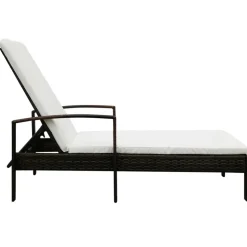 MAISON EXCLUSIVE - Chaise longue avec coussin résine tressée marron