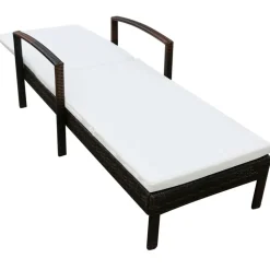 MAISON EXCLUSIVE - Chaise longue avec coussin résine tressée marron