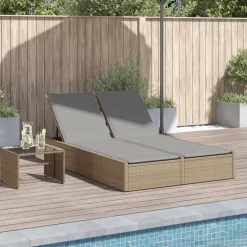 MAISON EXCLUSIVE - Chaise longue double avec coussins beige résine tressée