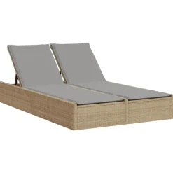 MAISON EXCLUSIVE - Chaise longue double avec coussins beige résine tressée