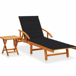 MAISON EXCLUSIVE - Chaise longue de jardin avec table et coussin bois d'acacia