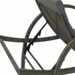 MAISON EXCLUSIVE - Chaise longue avec coussin gris 60x199x42 cm résine tressée