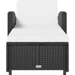 MAISON EXCLUSIVE - Chaise longue avec coussin blanc crème résine tressée noir