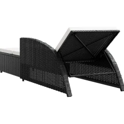 MAISON EXCLUSIVE - Chaise longue avec coussin blanc crème résine tressée noir