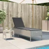 MAISON EXCLUSIVE - Chaise longue avec table et coussin gris clair résine tressée