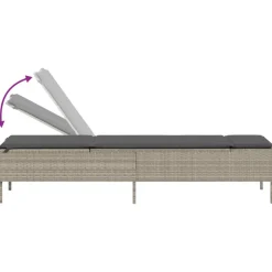 MAISON EXCLUSIVE - Chaise longue avec table et coussin gris clair résine tressée