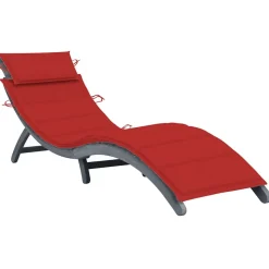 MAISON EXCLUSIVE - Chaise longue avec coussin gris bois d'acacia solide
