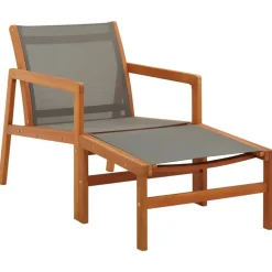 MAISON EXCLUSIVE - Chaise de jardin et repose-pied gris eucalyptus et textilène