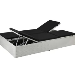MAISON EXCLUSIVE - Chaise longue avec coussin résine tressée noir