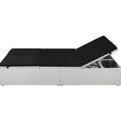 MAISON EXCLUSIVE - Chaise longue avec coussin résine tressée noir