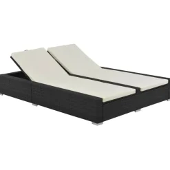 MAISON EXCLUSIVE - Chaise longue double résine tressée noir