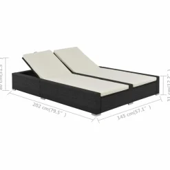 MAISON EXCLUSIVE - Chaise longue double résine tressée noir